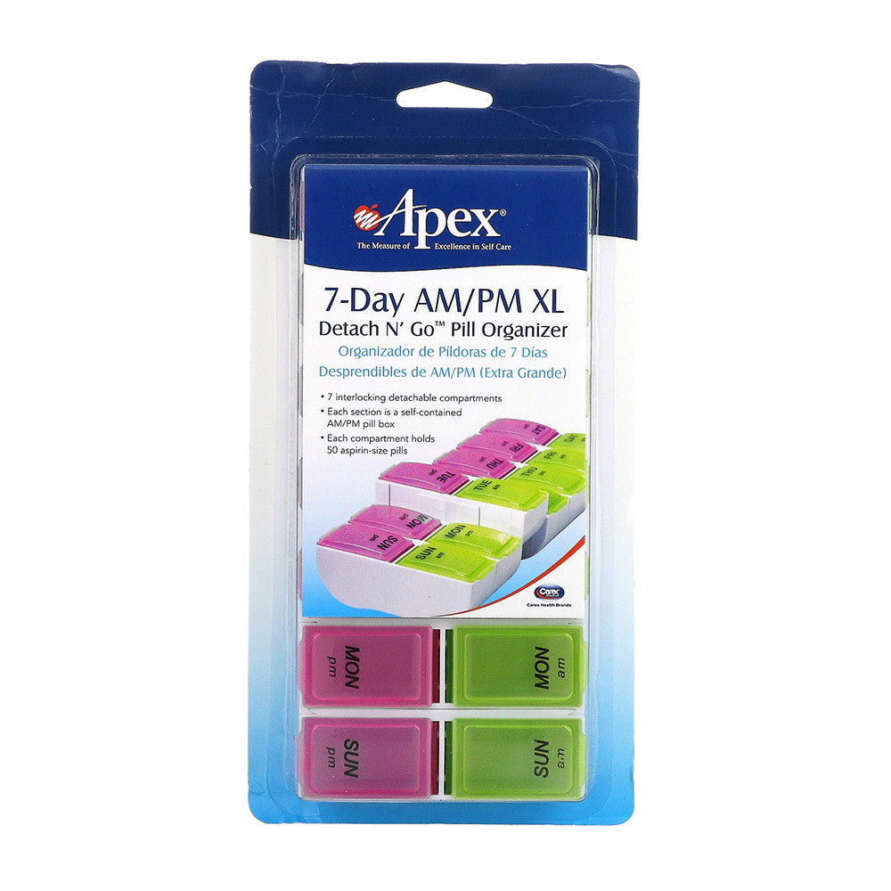 Apex 7-Day Am/Pm Detach N Go Pill Organizer, Xlarge, 1 Ea
